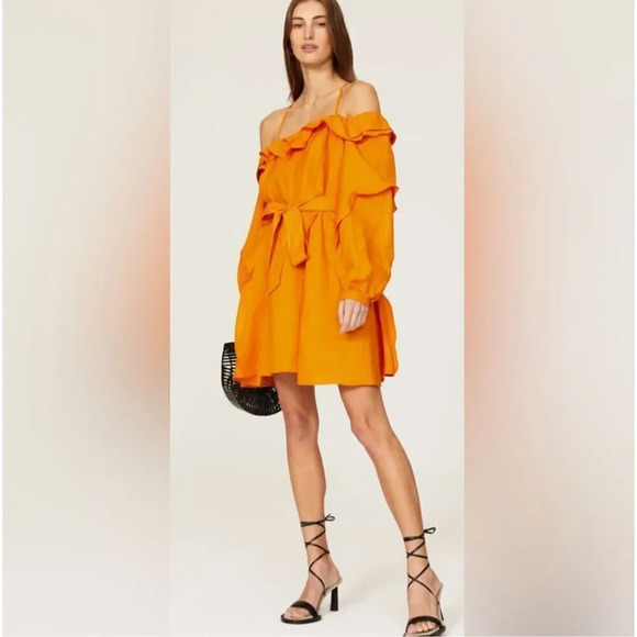 MARISSA WEBB COLLECTIVE | Orange Cold Shoulder Dress Strappy | Size 8 - Picture 1 of 11